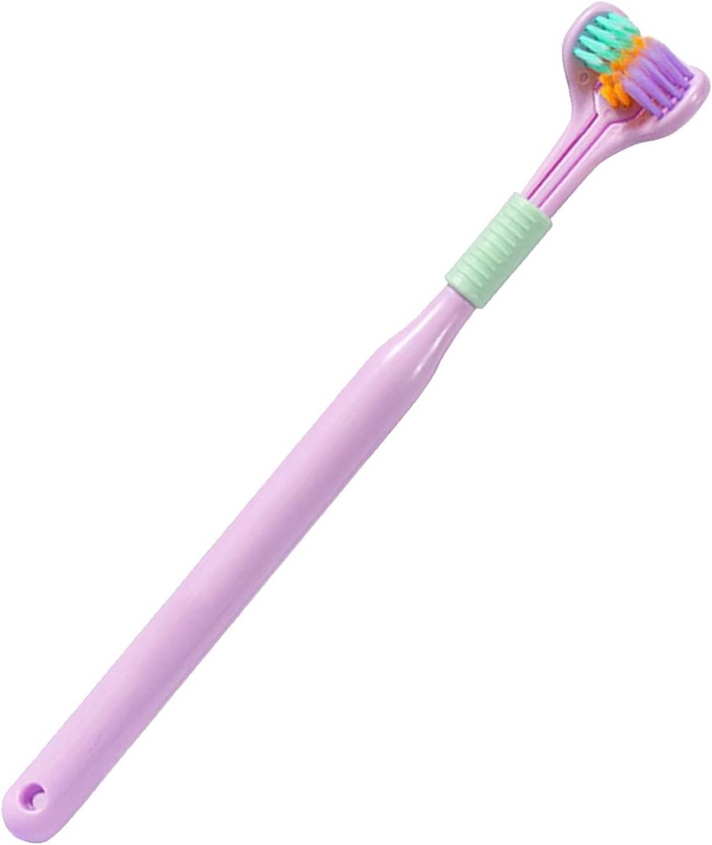 Drievoudige Tandenborstel - 3-zijdige borstel - Mondverzorging - V-vormig ontwerp - 24 cm - Paars
