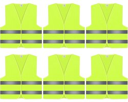 Veiligheidsvesten Set - Hoge Zichtbaarheid - Veiligheid Vergroten - 360 Graden Reflectie - 6 Stuks - Fluorescerend Groen