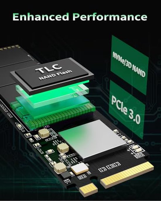 Interne SSD - Solid State Drive - Computer Versnellen - NVMe PCIe 3.0 - 256 GB - Zwart — afbeelding 4