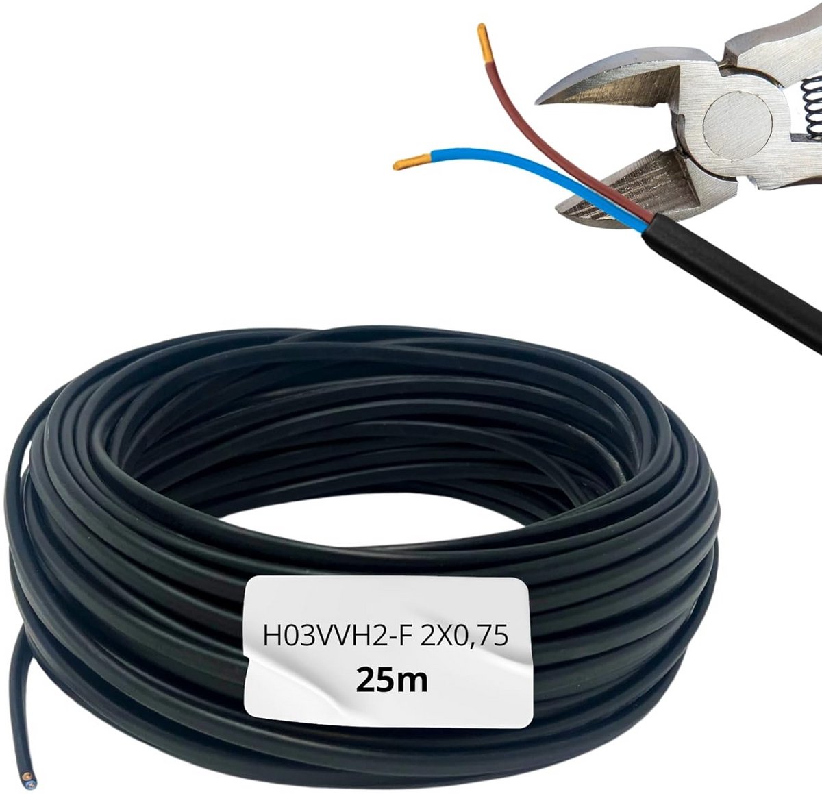 Elektrische Kabel - Stroomkabel Plat - Installatie Projecten - Flexibele Isolatie - 25 Meter - Transparant