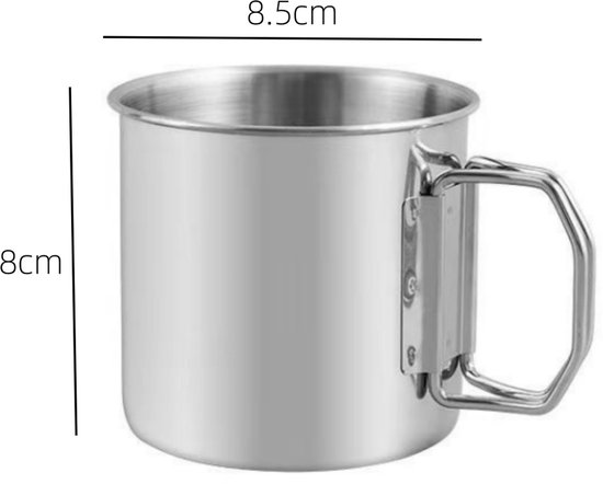2 stuks beker - bergbeklimmersbeker - campingbeker - theebeker - koffiebeker - opvouwbaar - verwarmbaar - metalen waterbeker - buitenaccessoires - geschikt voor kamperen, bergbeklimmen, wandelen (zilver, 8,5*8 cm) — afbeelding 2