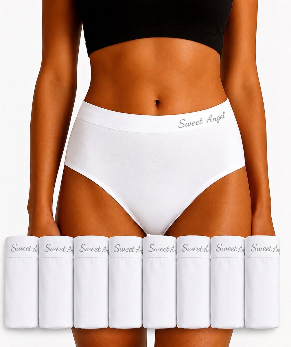 Sweet Angel Witte Dames Slips 8-Pack Maat L