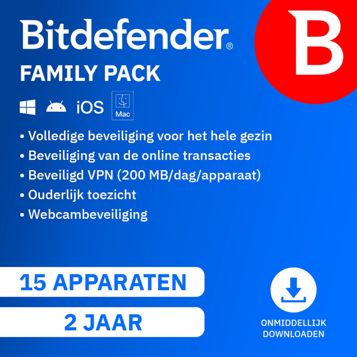 Bitdefender Family Pack - 24 maanden/15 apparaten - Nederlands (PC/MAC)