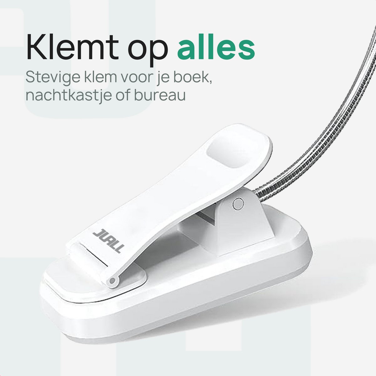 JUALL LED Leeslampje voor Boek - 9 Lichtstanden - Oplaadbaar Leeslampje voor in Bed - Boeklampje - Leeslampje met Klem - Bedlampje - Wit — cadeau in Gadgets - foto 4