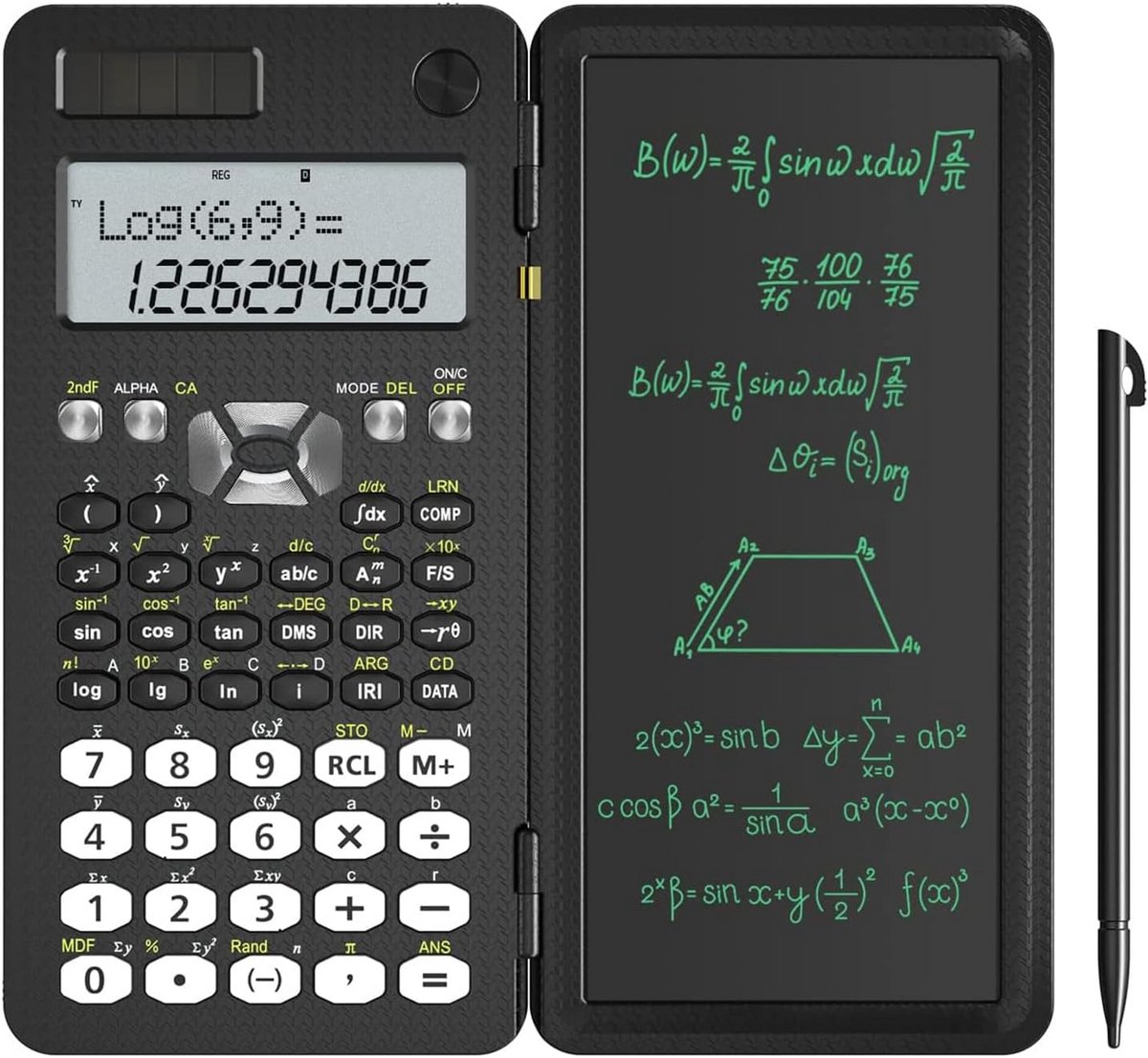 Wetenschappelijke Rekenmachine - Schrijftablet Notitieblok - Studeren en Berekenen - 349 Functies - 6.5 Inch Scherm - Zwart