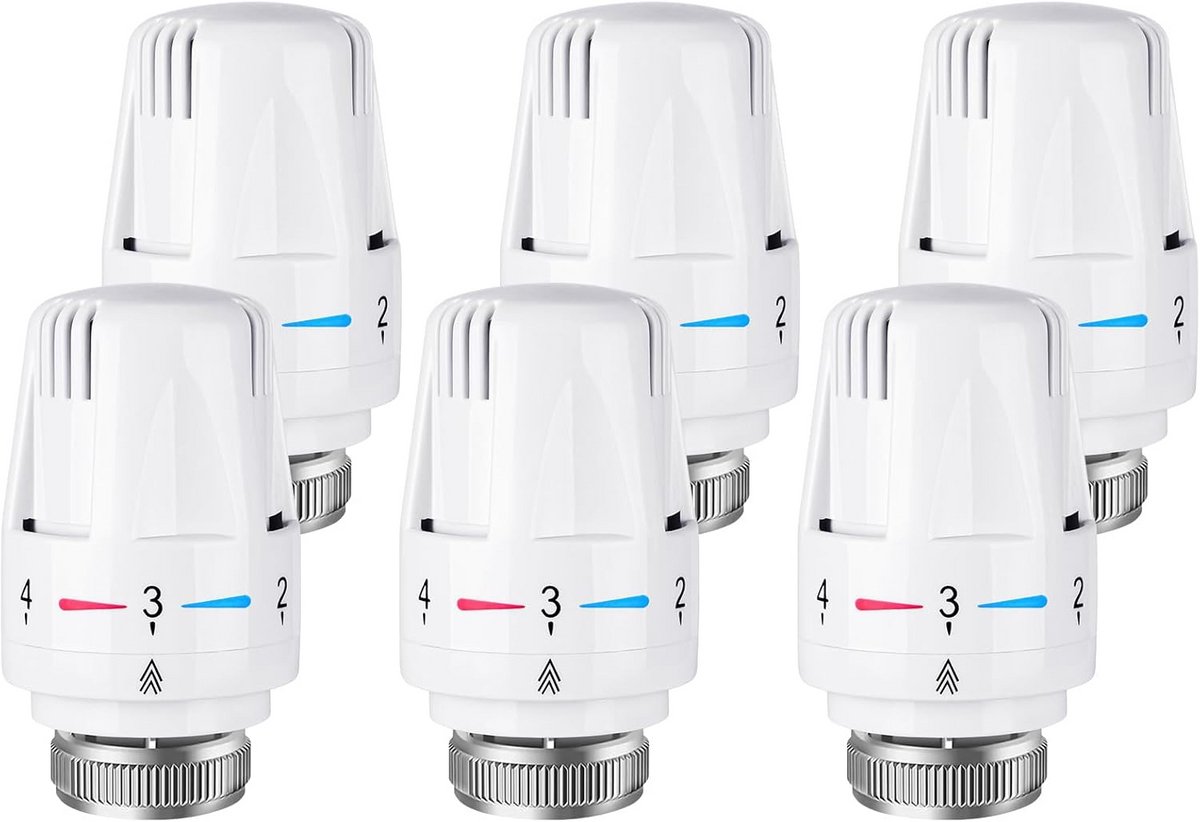 Thermostatische Radiatorventielkop - Verwarming Regelkop - Temperatuur Regelen - 5 Snelheden Instelbaar - M30 x 15 - Wit