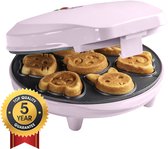 Bestron Wafelijzer - AAW700P - 700W- Mini cakes - Dierenvormpjes - Roze - 5 jaar garantie