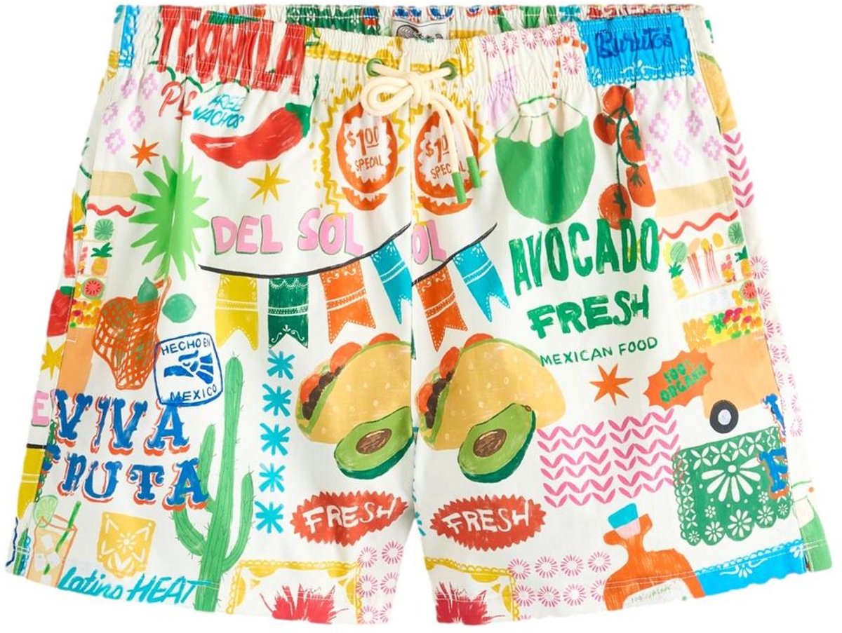 Next - Heren - 5-inch zwemshort met print - Wit