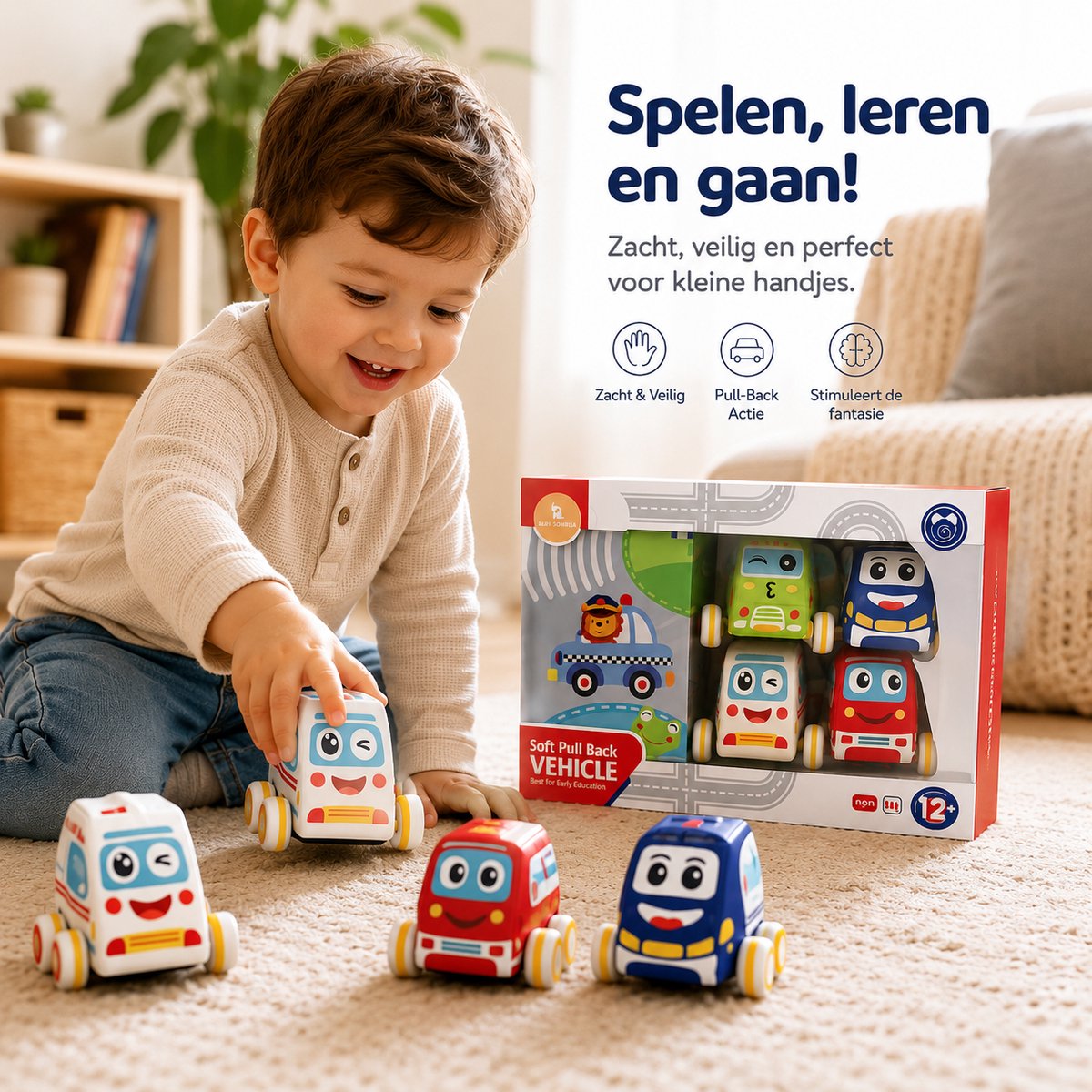 Speelmat Auto's Met Opbergtas - 4 Houten Voertuigen - Speelkleed Auto - Educatief Speelgoed - Cadeau Jongens En Meisjes Vanaf 1 Jaar — afbeelding 14