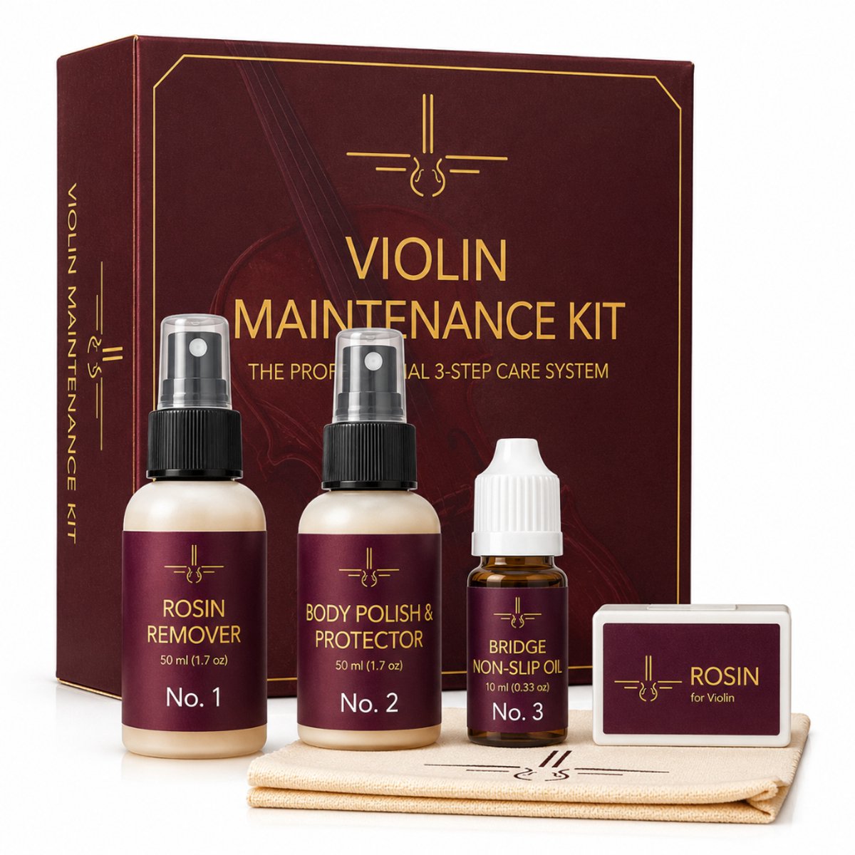 Viool & Stijkinstrumenten Onderhouds (5) set - Maintenance Kit - 3-Step onderhoudset