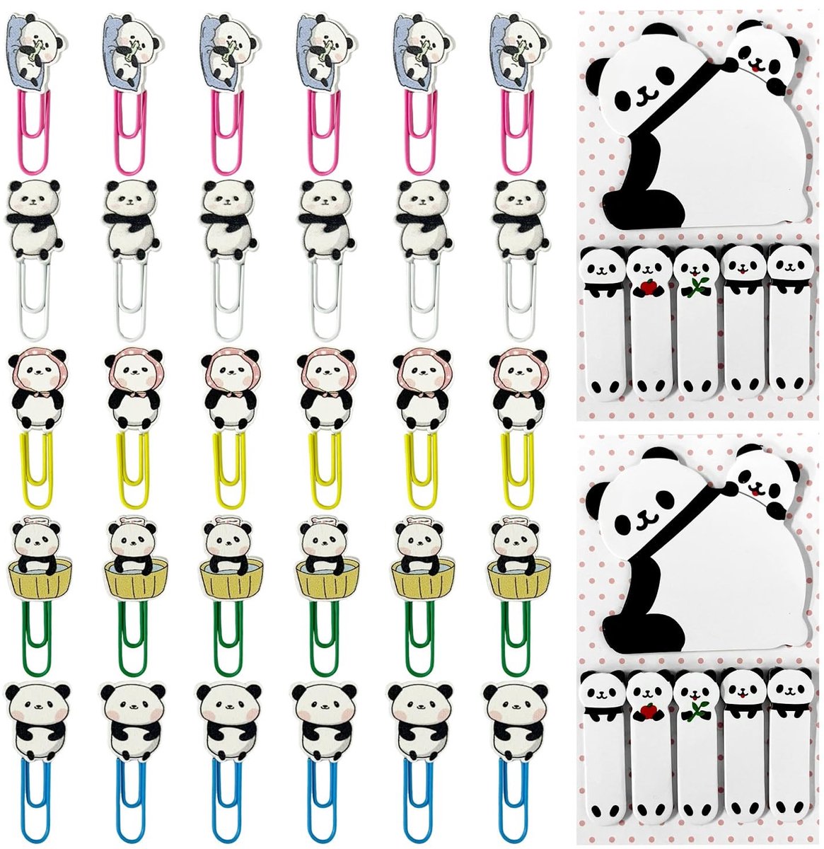 Dailygoods- Schrijfwaren 30 Stuks - Panda-Papieren Piercings - Panda-Notities - Multisize - Veelkleurig - Milieuvriendelijk Materiaal - Stationery