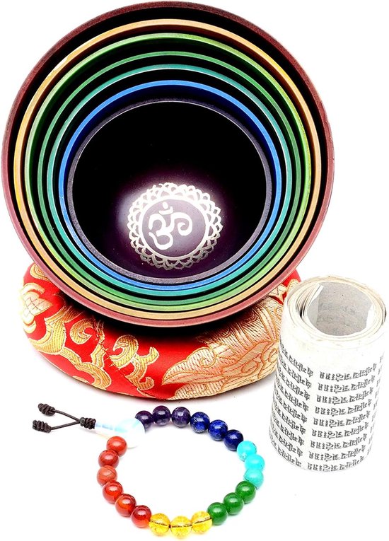 Set van 7 Chakra Klankschalen voor Healing en Meditatie, Handgemaakt in Nepal van Merkloos — afbeelding 3