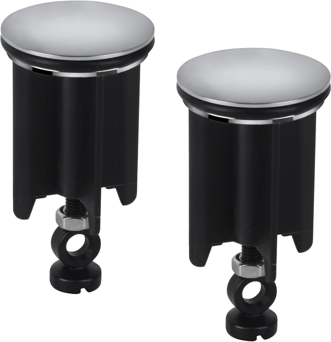 Wastafelstop 2 stuks - Afvoerstop universeel - Waterdicht afsluiten - Verstelbare hoogte - 40 mm diameter - Chroom zwart