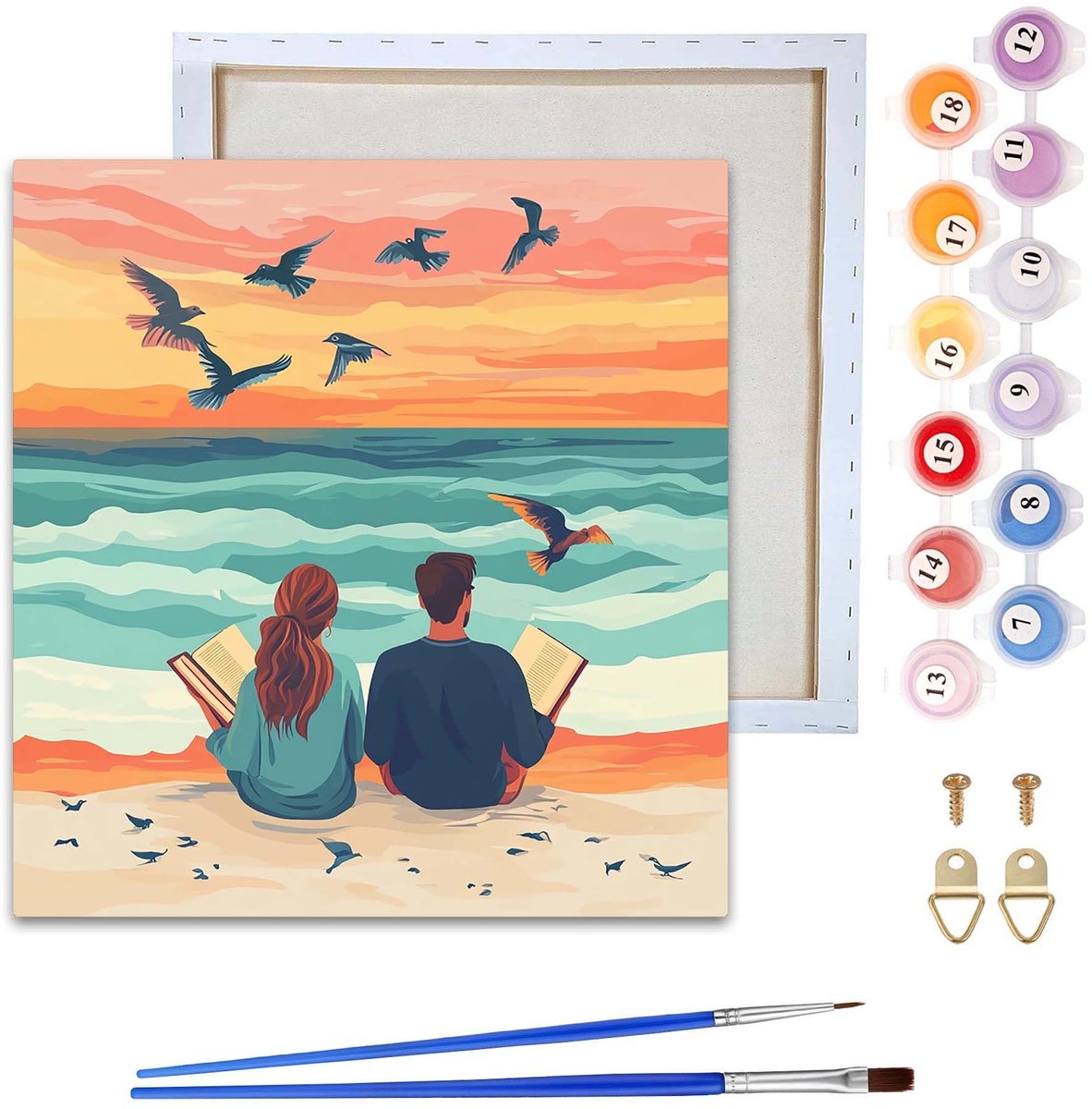 Dailygoods- Schilderen op Nummer Volwassenen - Ingelijste Set 20 x 20 cm - Inclusief Penseel en Acrylverf - Voor Beginners en Senioren - Creatief Gezinsproject - Doe-het-zelf Schilderij