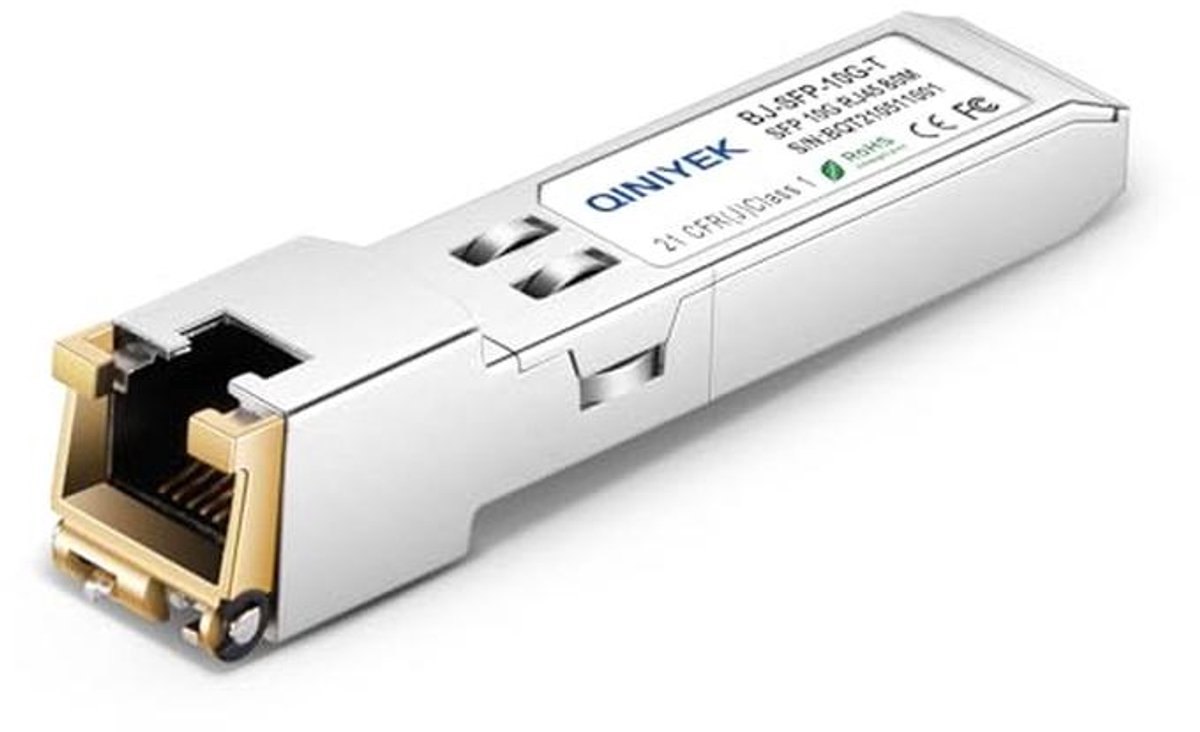 Netwerk Transceiver Module - Koperen RJ45 - Snelle Dataoverdracht - 80 Meter Bereik - 10 Gbps - Zilver