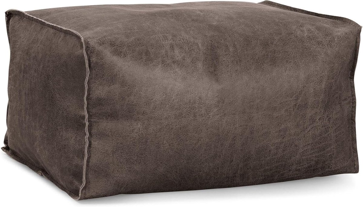 Voetenbank Pouf - Poef Hocker - Ontspannen Zitten - Duurzaam Eco-leer - 45x35x20 cm - Leisteen Grijs