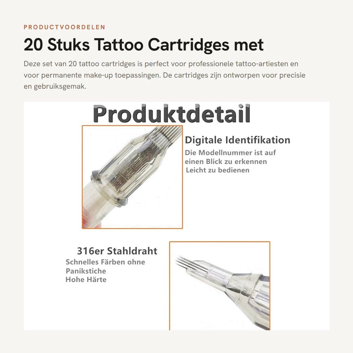 Dailygoods- Tattoo Cartridges 20 Stuks - Wegwerp Naalden - Permanente Make-up - Ronde Liner/Shader - Tattoo Benodigdheden - Compatibel met Machinepennen
