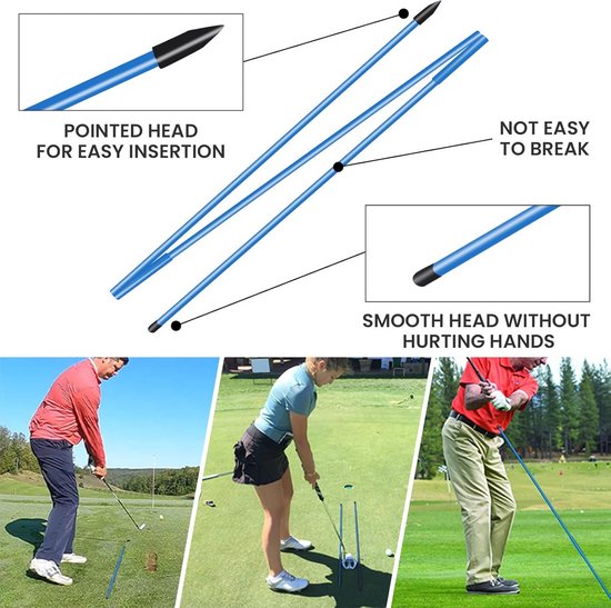 Golf Alignment Sticks - Swing Trainer Hulp - Golf Houding Oefenen - Puntige Grondpen - 406 cm - Navy van GOLF — afbeelding 5