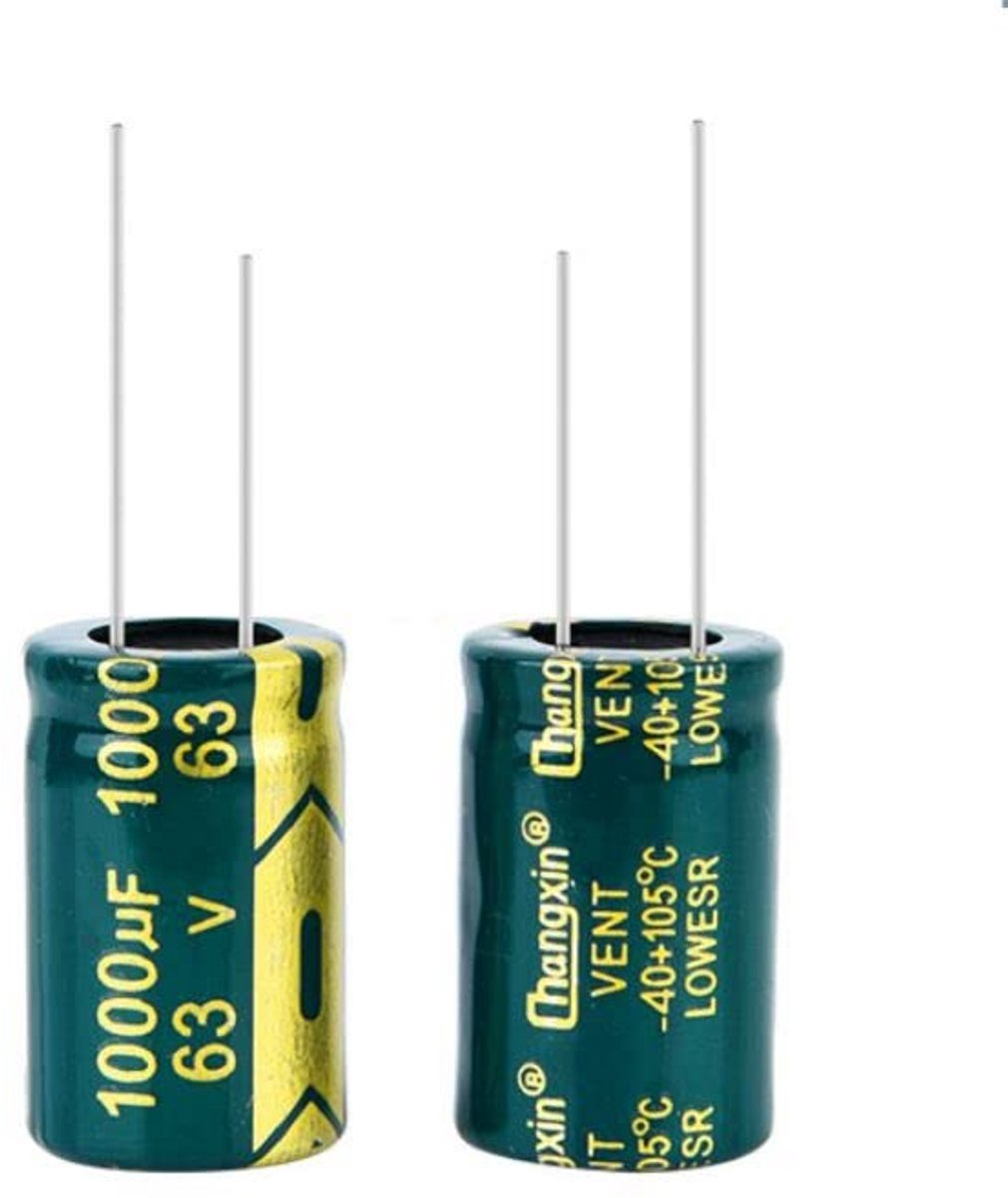 Elektrolytische Condensator - Elko Radiaal - Elektronische Projecten - Hoge Capaciteit - 1000uF 63V - Nee