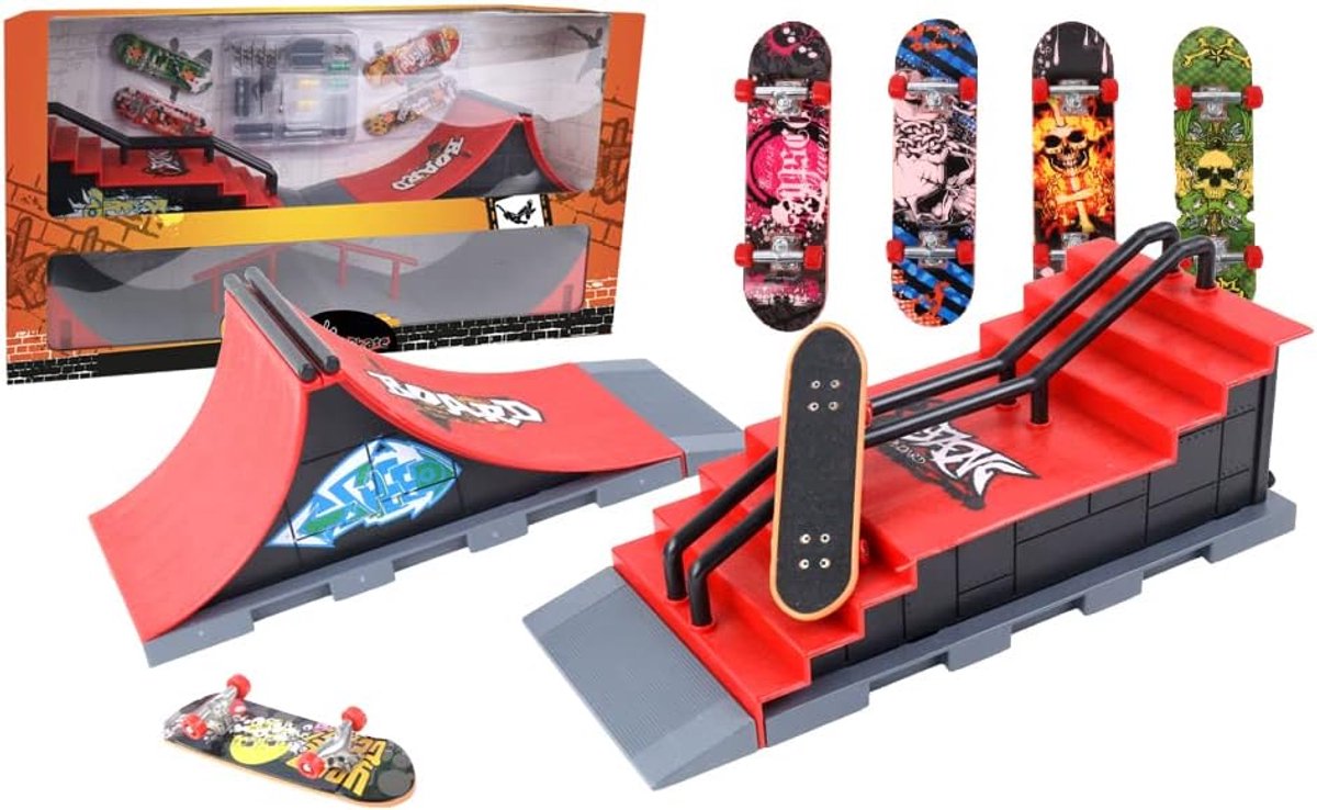 Oprijdenset Skateboards Vinger Skate Ramp Trucs Oefenen Inclusief Reserveonderdelen 44 cm