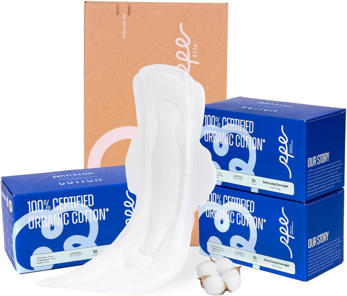 Nachtpads met vleugels - Menstruatiepads - Zeker slapen - Gecertificeerd biologisch - Extra lang - Wit