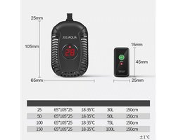 Aquarium Verwarmer - Vis Verwarming - Water Temperatuur - Automatische Aan/Uit - 150 Liter - Zwart