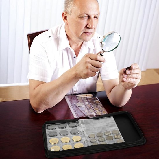 Muntencollectie Album - Verzamelalbum - Munten Opbergen - Dubbele Rits Bescherming - 420 Vakjes - Zwart — afbeelding 5