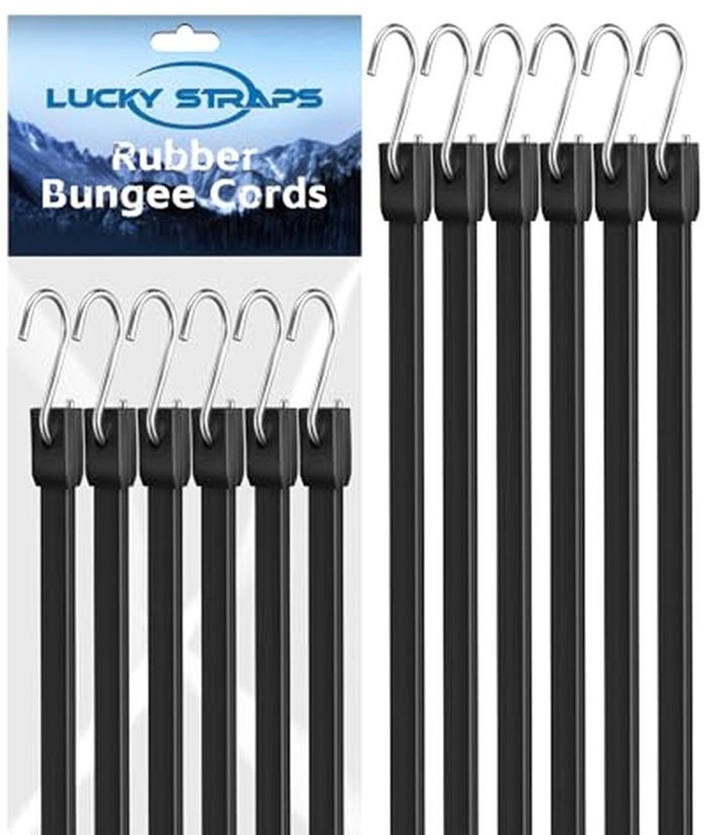 Rubberen Bungeekoorden - Elastische Spanbanden - Lading Zekeren - Verbeterde S-Haken - 36 Inch 10 Stuks - Zwart