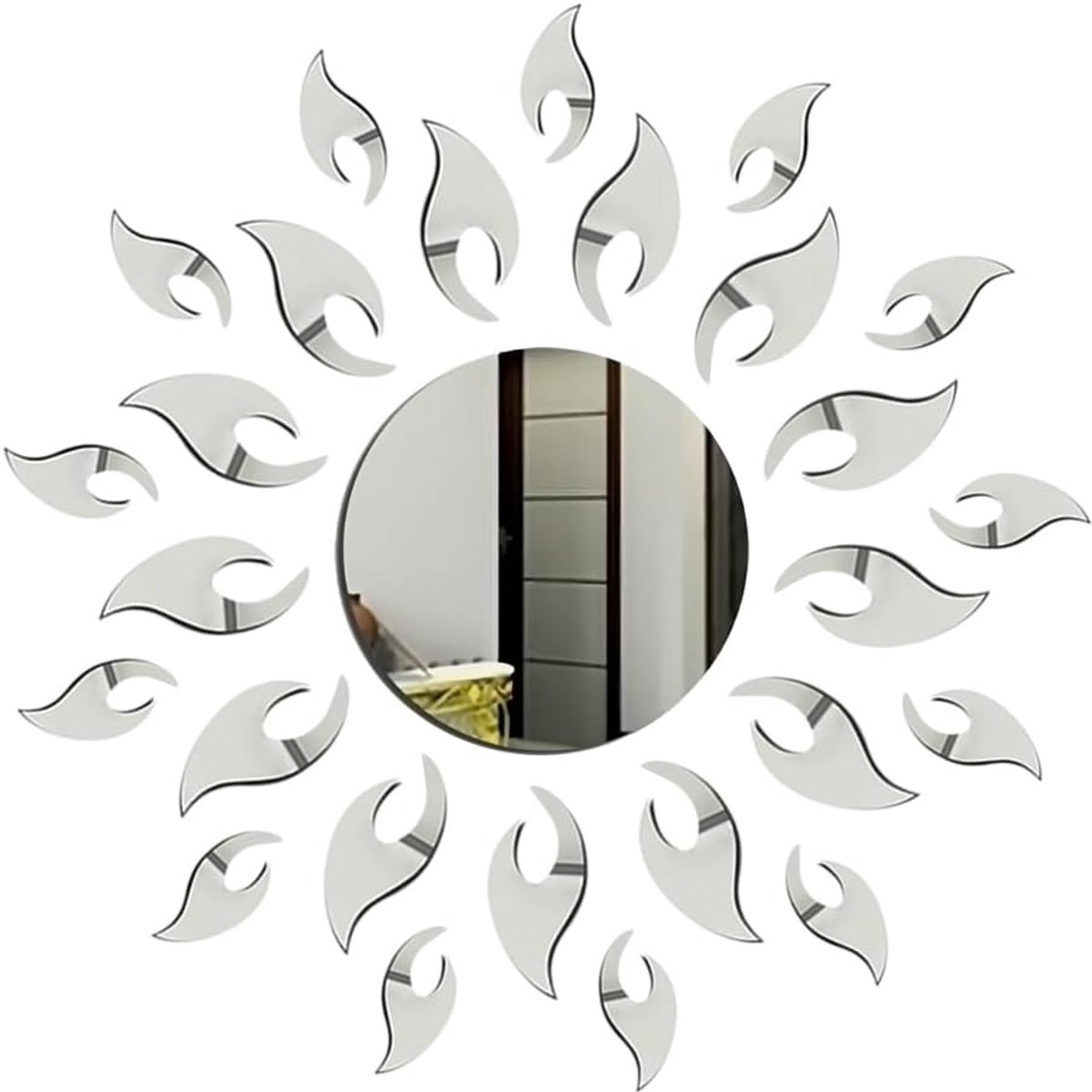 Zonnebloem spiegel stickers - Acryl muurdecoratie - Woonkamer verfraaien - Zelfklevend des