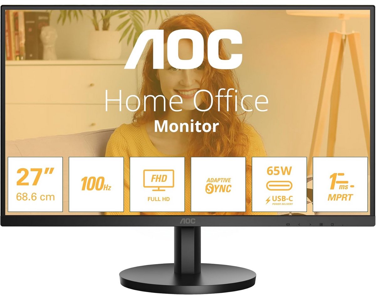 27 Zoll Monitor - Full HD Scherm - Productief Werken - USB-C 65W PD - 686 cm - Zwart