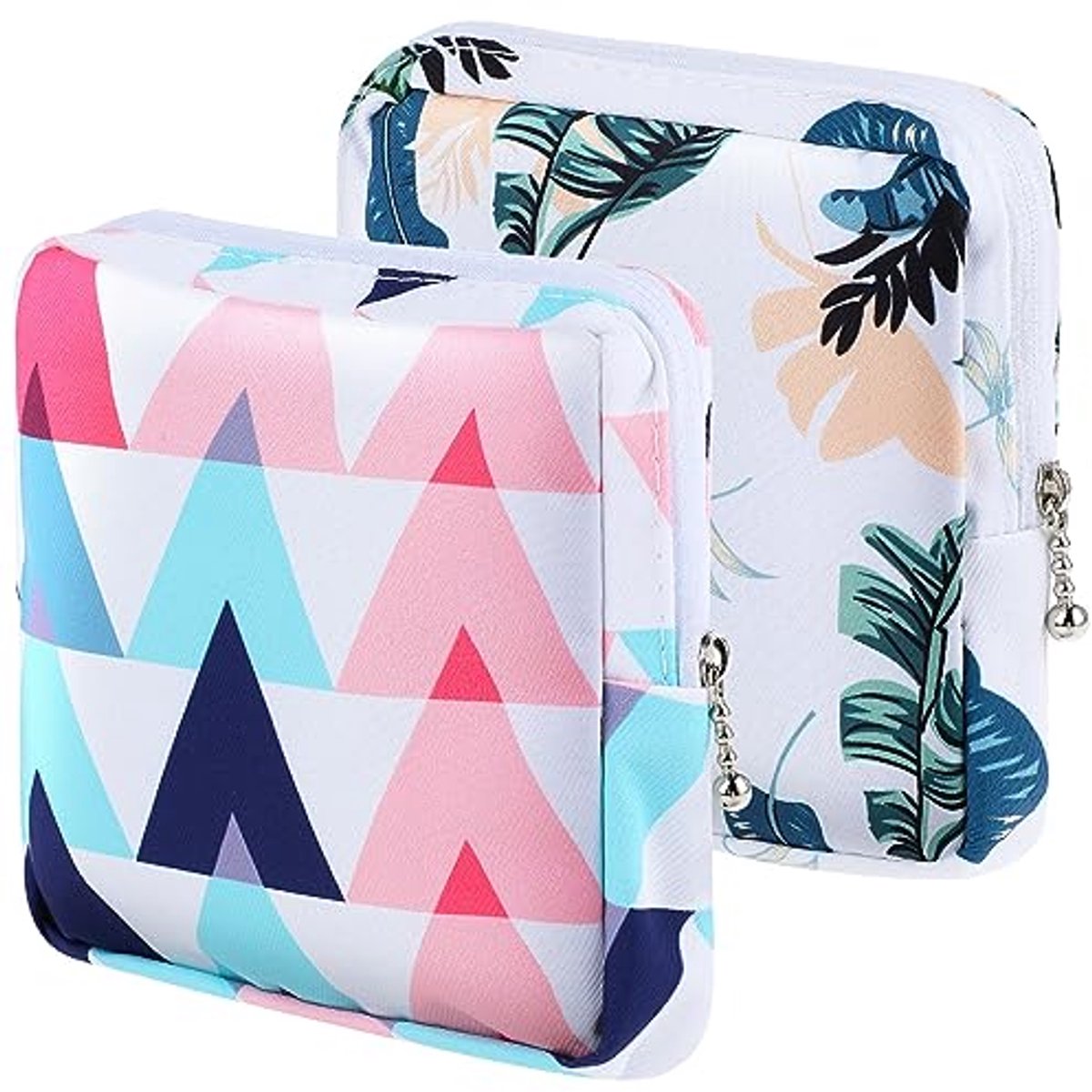 Maandverband Opbergtas - Periode Houder - Privacy Beschermen - Waterdicht Katoen - 2 Stuks - Blauw Roze