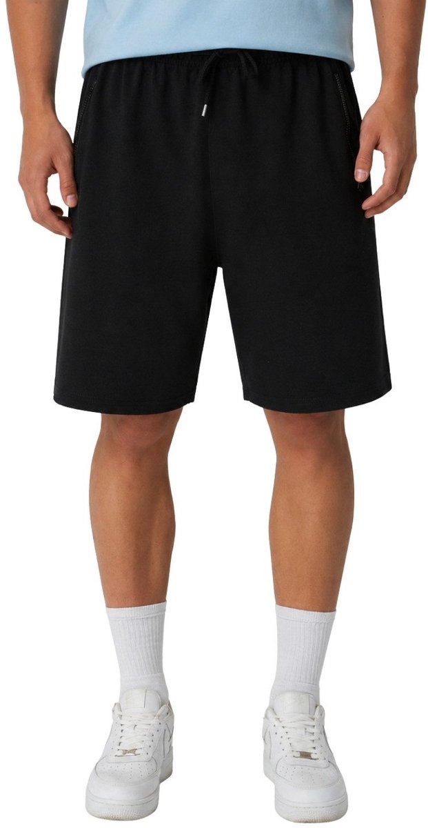 Smith & Solo korte broek heren - comfortabele shorts heren - katoen sweat short - zwart