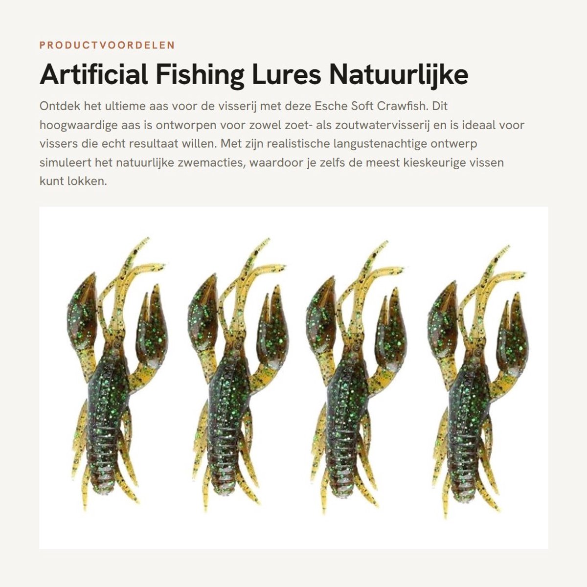 Dailygoods- Kunstaas Set 4 Stuks - Holografisch Ontwerp - Duurzaam Siliconen - Crawfish/Vissensnoek - Roofvis Aas - Natuurlijke Zwemactie - Vissenaas