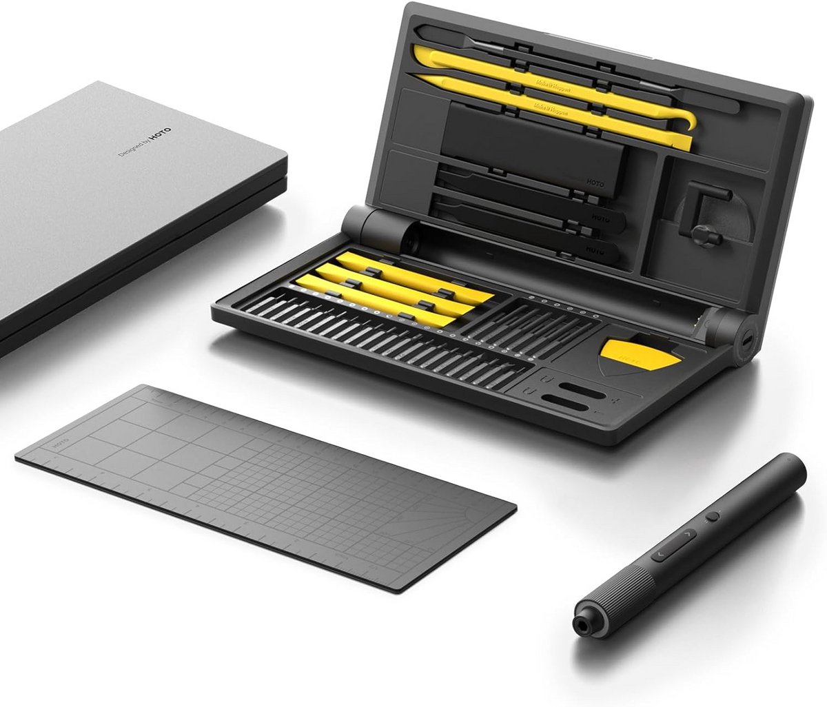 Precisie Schroevendraaierset - Reparatieset Elektronica - Kleine Reparatie Klusjes - Oplaadbaar Met 2 Snelheden - 46 Delig - Zwart Geel