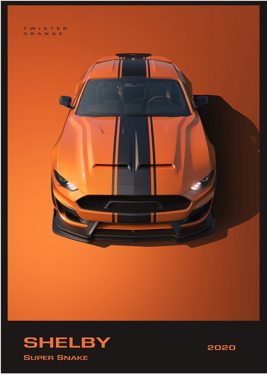 Shelby Super Snake - Dibond Wandprint - 100x140 cm - Premium Aluminium Wanddecoratie - Ford Mustang Kunstdruk - Galerij Kwaliteit - Shelby Super Snake