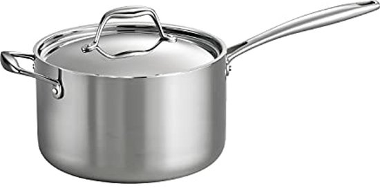 Sauspan met deksel - Kookpan - Grote hoeveelheden koken - Drielaagse constructie - 4 kwarts - Roestvrij staal