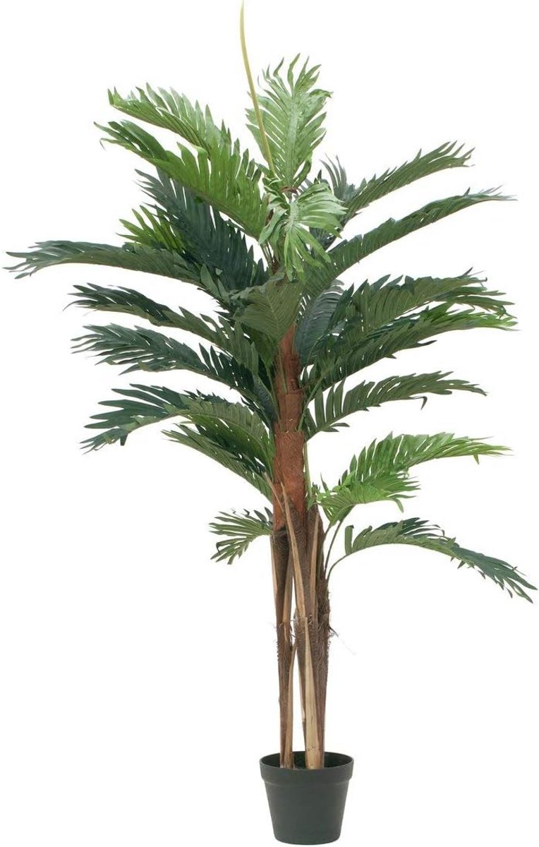 Kunstpalm boom - Decoratieve plant - Woonkamer aankleden - Natuurstam met vezel - 120 cm hoog - Groen