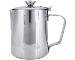 Koffiemok RVS - Opschuimkan Melk - Latte Art Gieten - Lekvrije Uitloop - 350 ml - Zilver