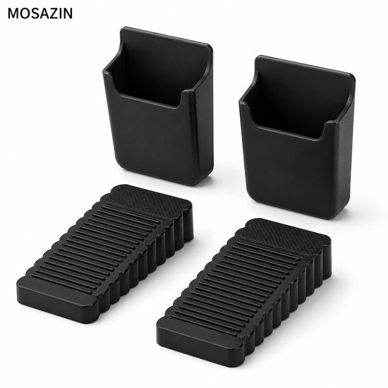 MOSAZIN Deurstopper Set van 2 - Antislip Deurwig met Houder - Zwart
