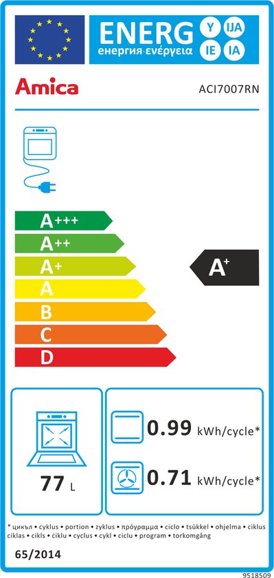 Amica ACI7007RN Inductiefornuis 3 zones - Airfry - Pyrolyse + aangesloten 3 Fase Perilex stekkerkabel