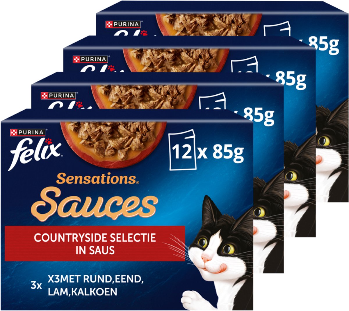 Bol.com Felix Sensations Sauces - Kattenvoer Natvoer - Countryside Selectie - 48 x 85 g aanbieding
