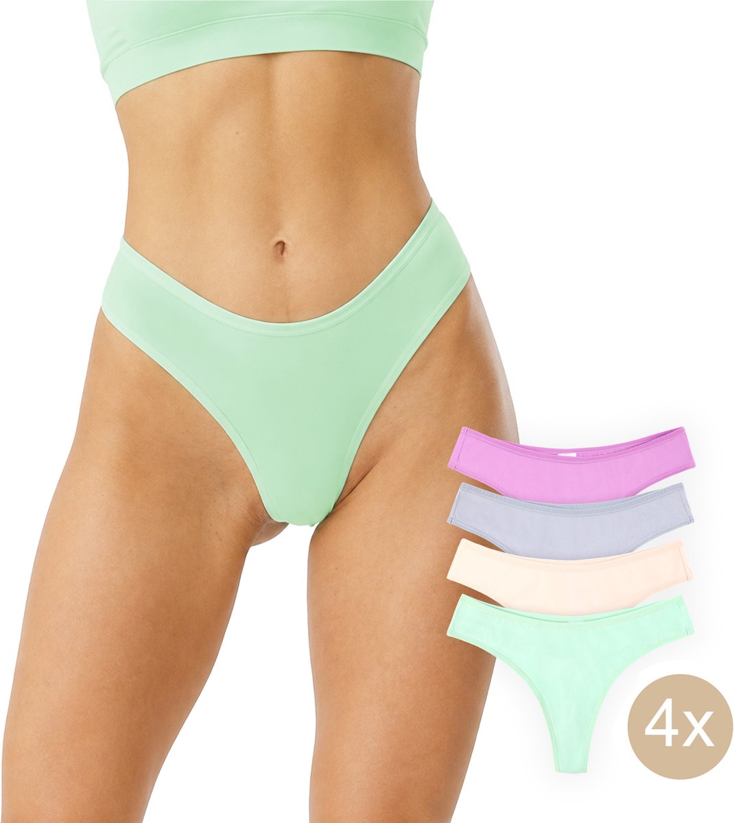 Calzera 4 Katoenen Dames Strings - Ultiem Comfort - Mix Kleur - Maat S
