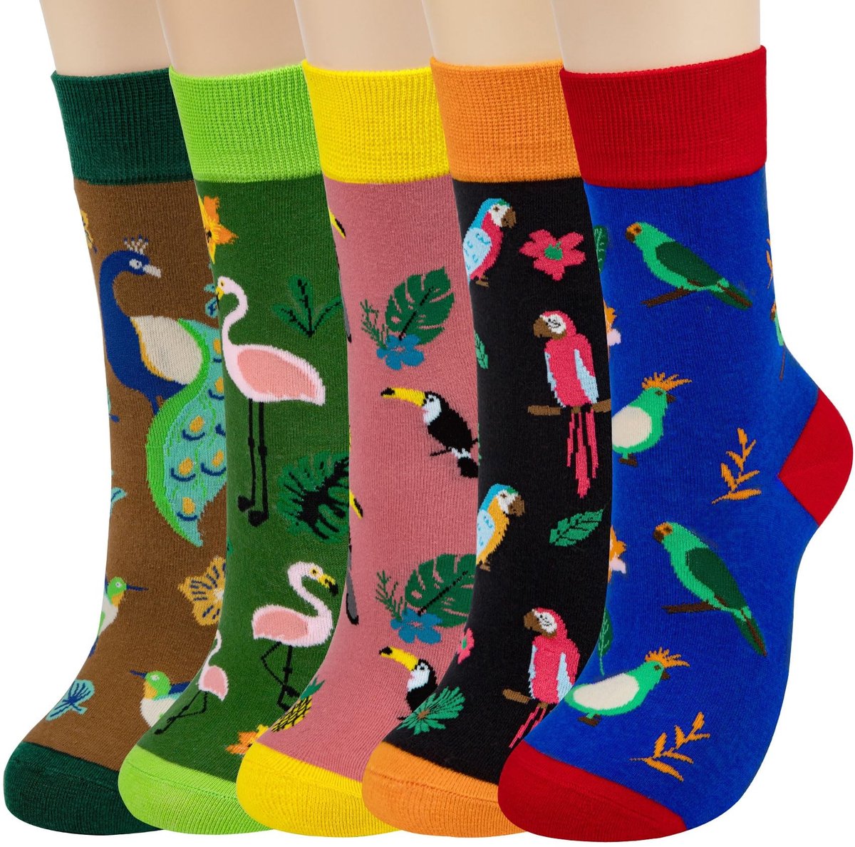 Dailygoods- Damesokken One Size - 5 Paar - Katoenen Dierensokken - Schattige Katten/Hondenmotief - Kleurrijk/Comfortabel - Modieus Ontwerp - Sokken