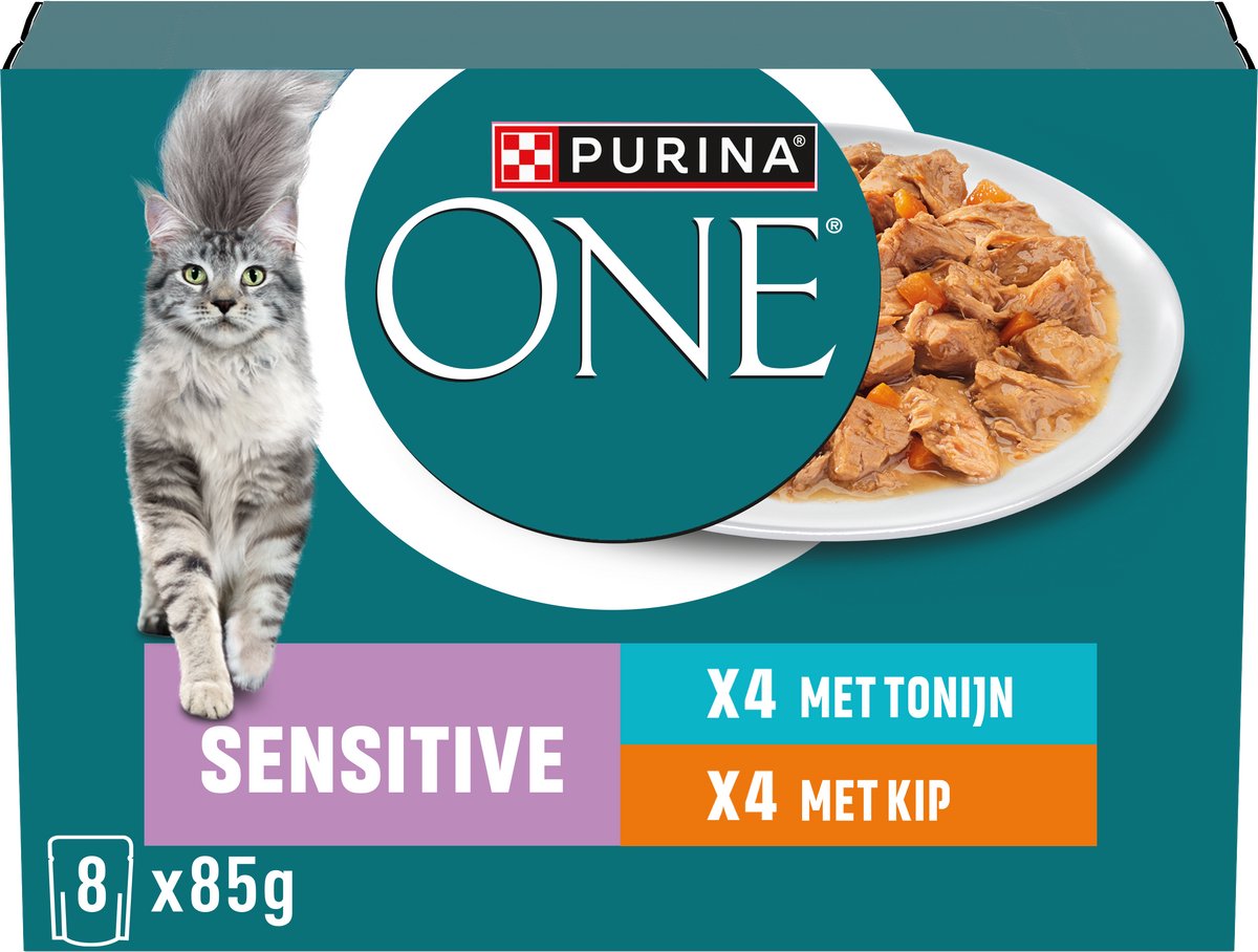 Purina One PURINA ONE Sensitive - Kattenvoer Natvoer - Kip & Tonijn - 40 x 85 g