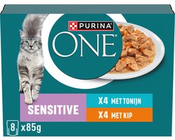 PURINA ONE Sensitive - Kattenvoer Natvoer - Kip & Tonijn - 40 x 85 g