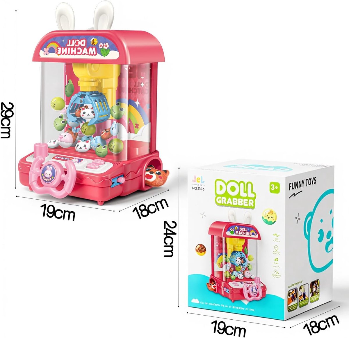 BSS® Mini Klauwmachine voor Kinderen – Automatische Claw Machine met Grijparm, Knuffels & Snoepautomaat | Speelgoed Cadeau voor Jongens en Meisjes vanaf 3 Jaar