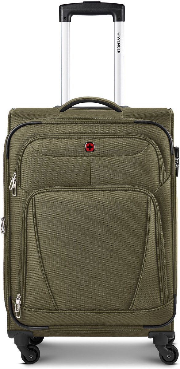 Wenger Beaumont 4 wielen Trolley M 67 cm met uitbreidingsplooi - Zachte bagage - Combinatieslot - olive