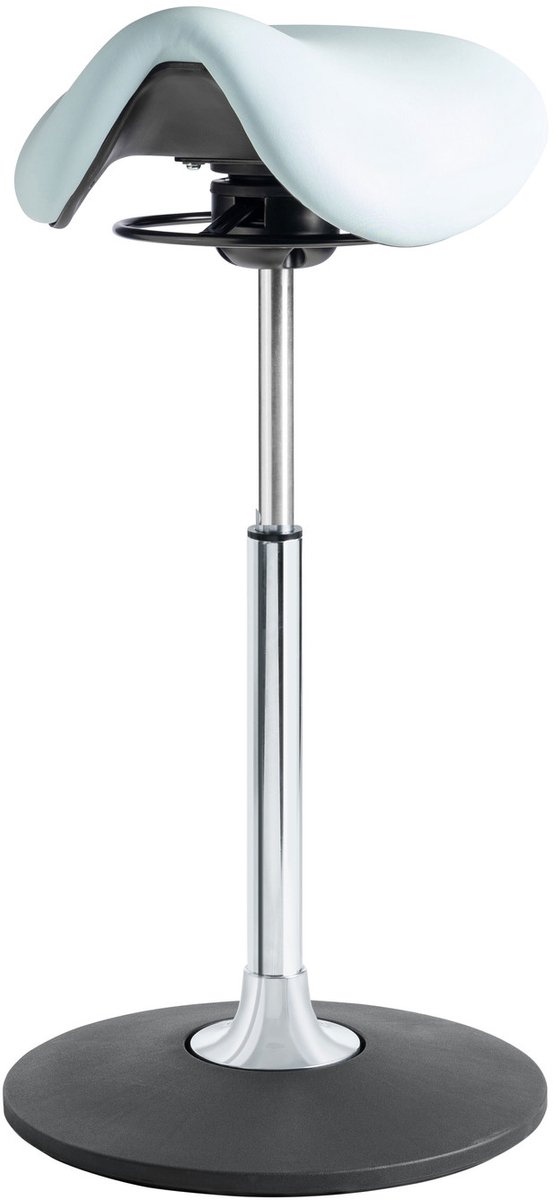 Solid - Ergonomische Zadelkruk - Wit - Gepolijst Aluminium Voetplaat