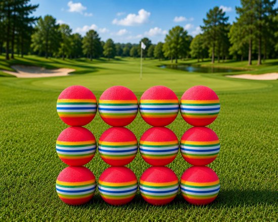 Firsttee - 12 stuks training softballen - GRATIS BALLENNET - Golfballen - Ballen - Golf accessoires - Cadeau - Golftrainingsmateriaal - Sport - Training - Golfset - Indoor - Golfswing - Trainingsmaterialen - Geschikt voor golfnet - Golfbal - Tees van Firsttee — afbeelding 2