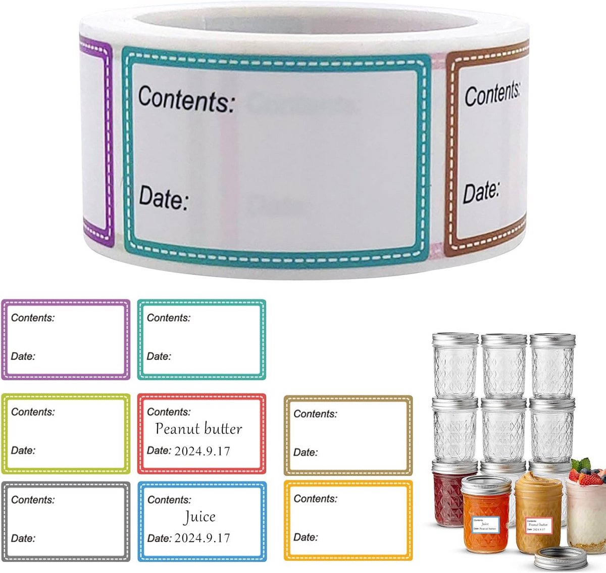 Diepvriesetiketten - Labels - Voedsel organiseren - Verwijderbaar zonder resten - 500 stuks - Multicolor